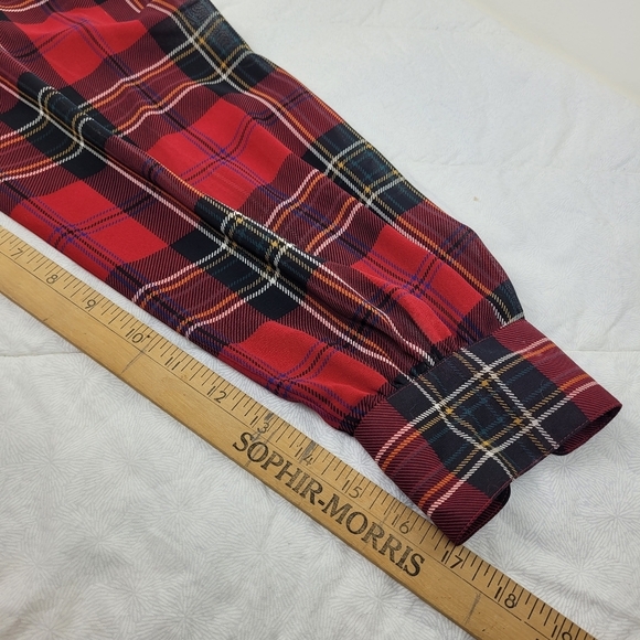 Liz Claiborne red black plaid sheer long sleeve button shirt preppy academia 14 - Picture 7 of 12